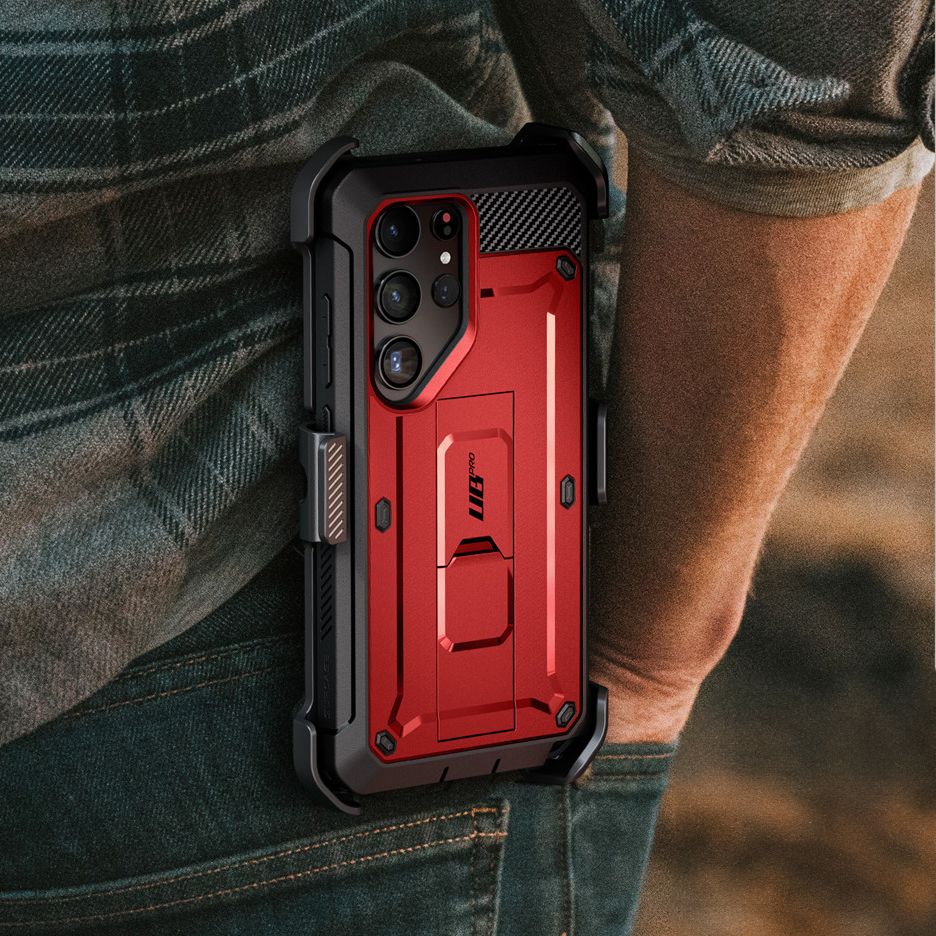 Supcase Samsung Galaxy S24 Ultra Unicorn Beetle Pro 2 Σκληρή Θήκη με Προστασία Οθόνης και Stand - Red