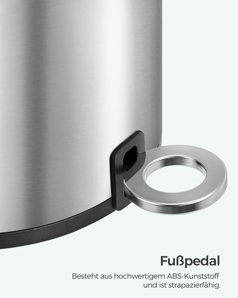 Songmics Κάδος Απορριμμάτων για το Μπάνιο - 3L - Silver / Black - LTB011E01