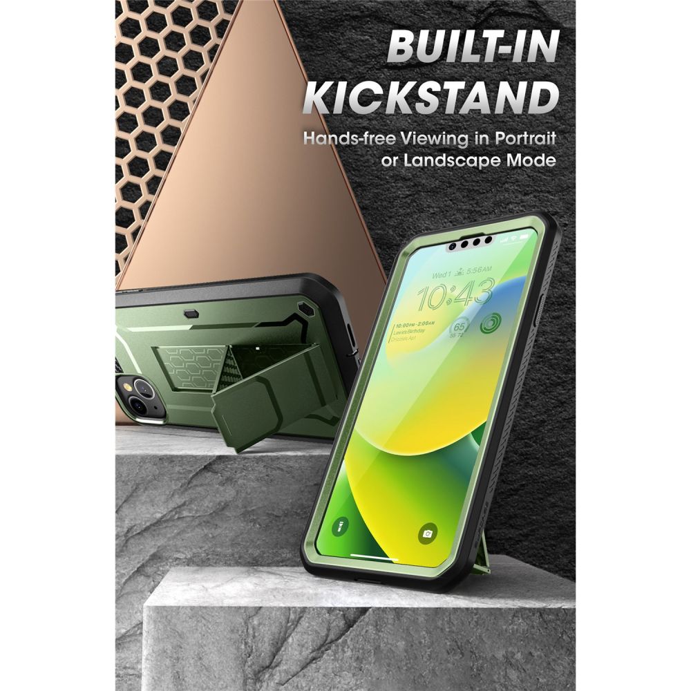 Supcase iPhone 14 Plus Unicorn Beetle Pro Σκληρή Θήκη με Προστασία Οθόνης και Stand - Green