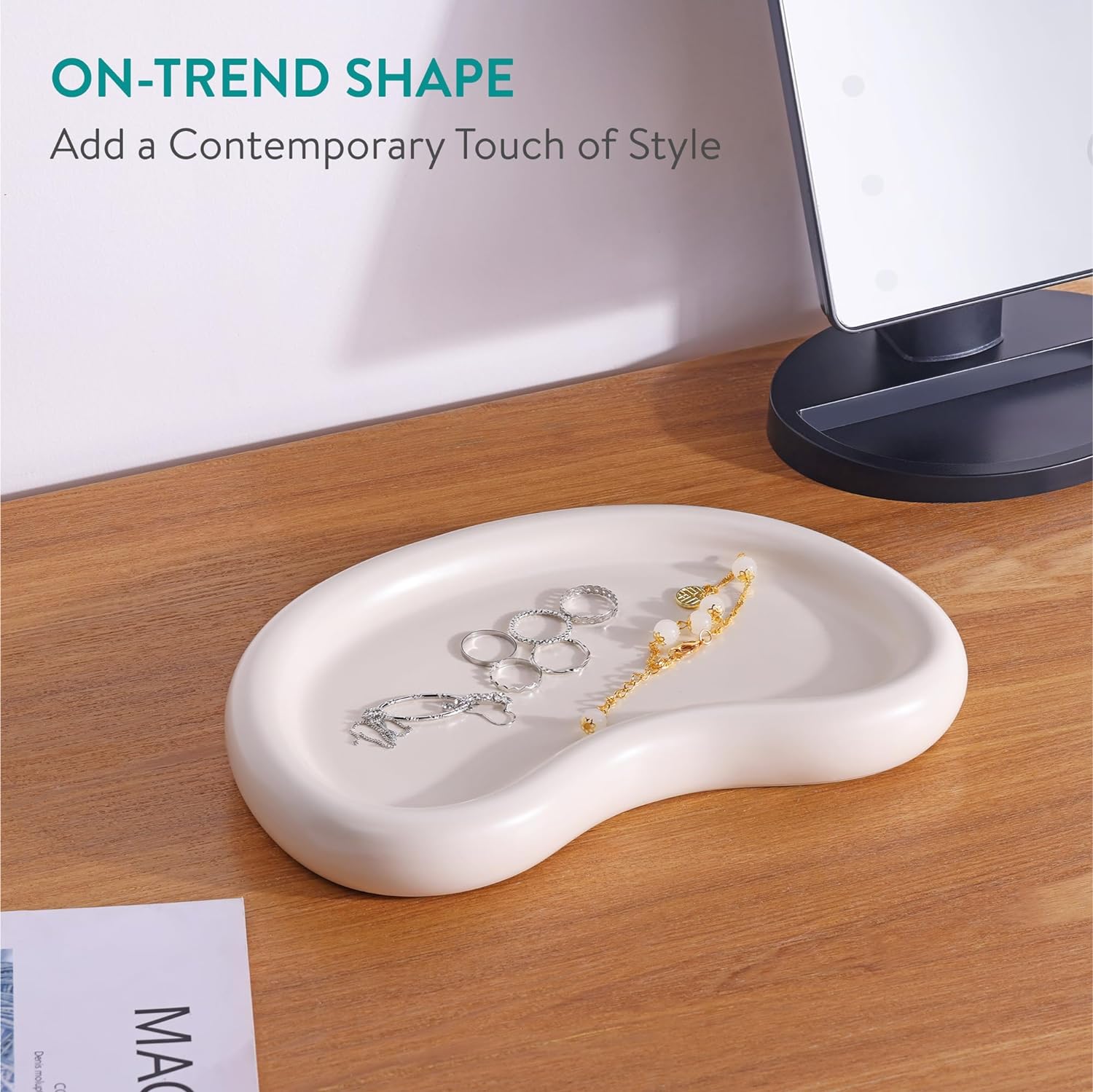 Navaris Διακοσμητικός Δίσκος Abstract Moon - 24 x 16.5 x 3 cm - Beige - 61654.01