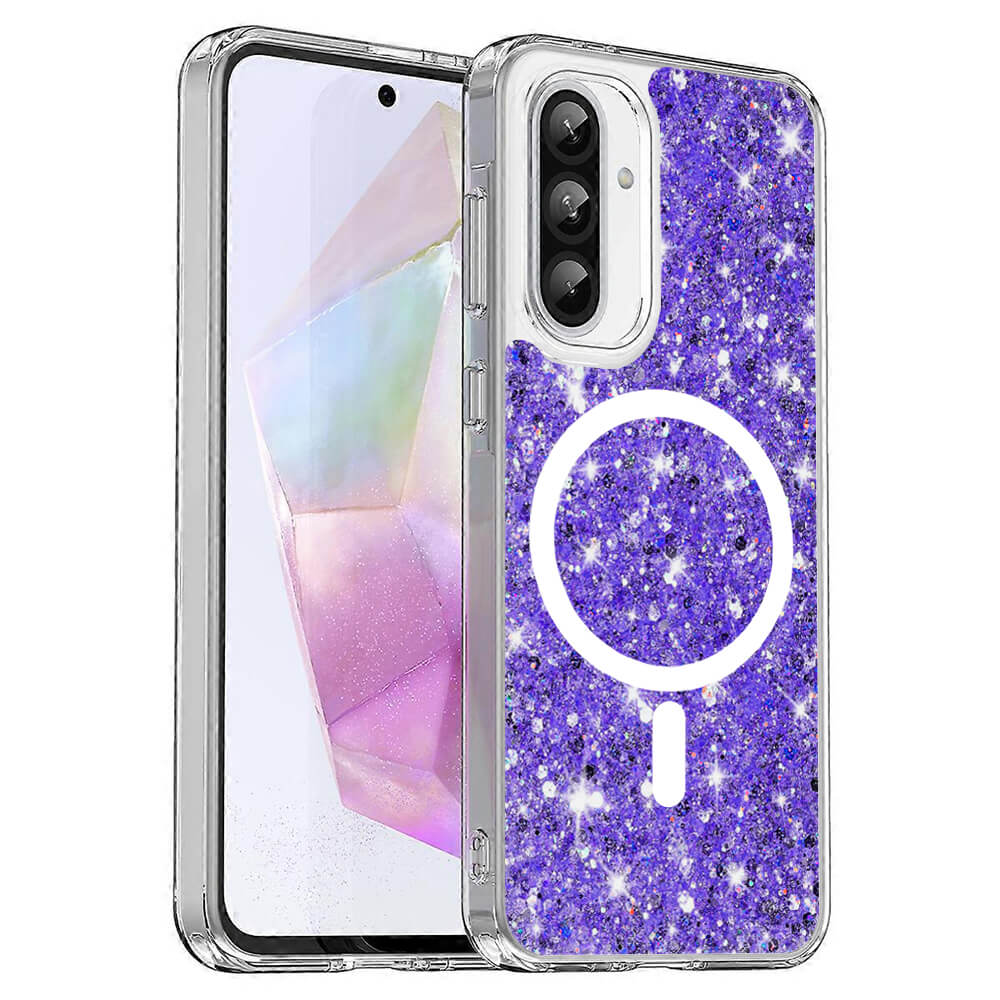 Techsuit Samsung Galaxy A36 5G / A56 5G - MagSafe - Sparkly Glitter - Σκληρή Θήκη με Πλαίσιο Σιλικόνης - Purple