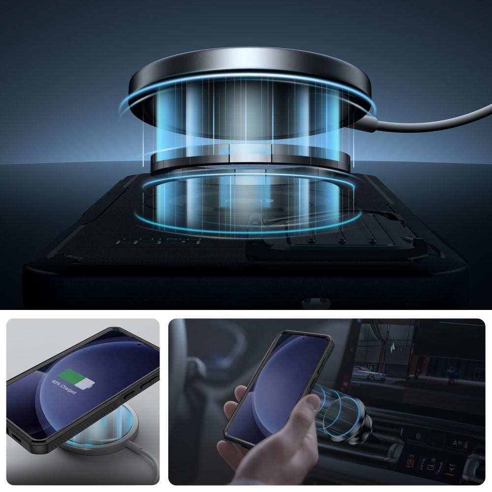 Tech-Protect Samsung Galaxy S25 Plus Kevlar MagSafe+ Σκληρή Θήκη με Προστασία για την Οθόνη / την Κάμερα και Stand - Black