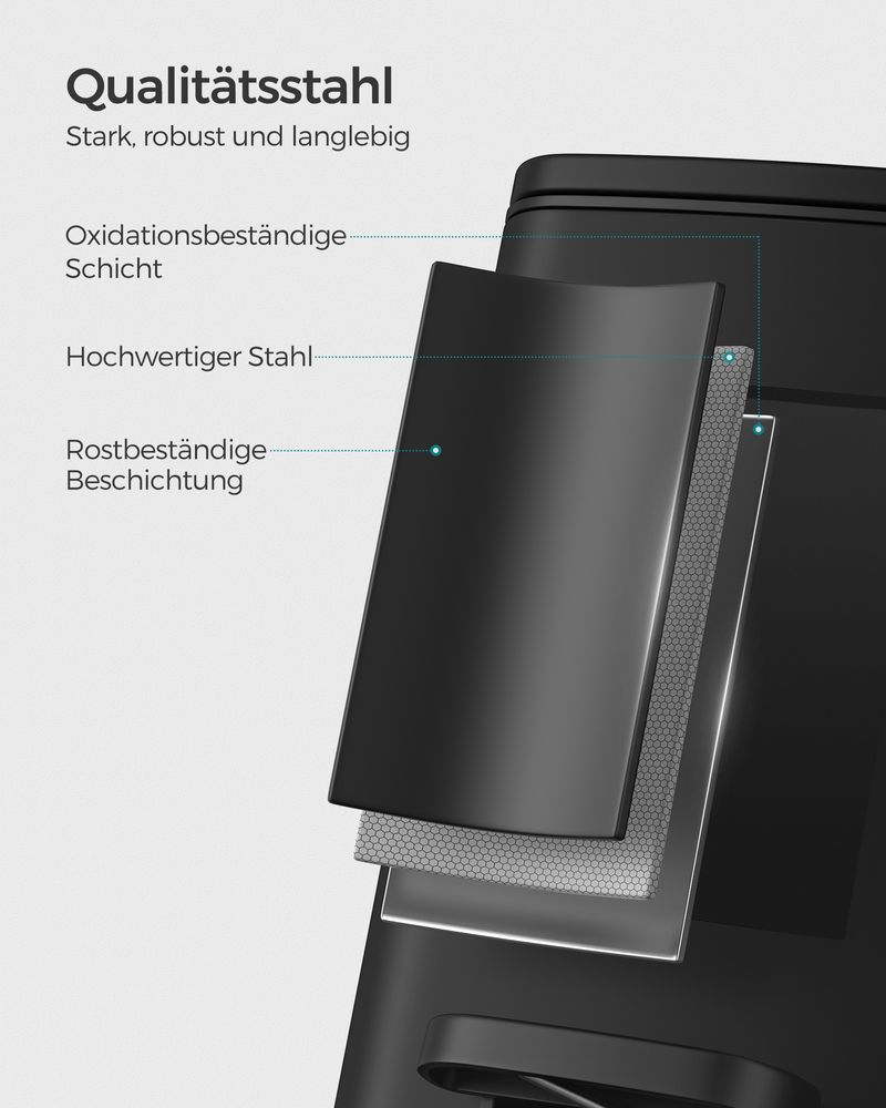 Songmics Κάδος Απορριμμάτων για το Μπάνιο - 8L - Black - LTB591B0802