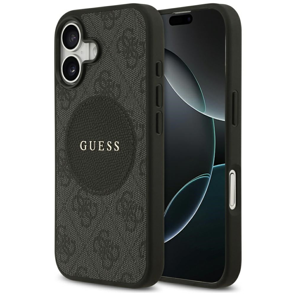 Guess iPhone 17 - 4G Circle Classic Logo MagSafe - Θήκη με Επένδυση Συνθετικού Δέρματος - Black - GUHMP17SP4PGRSGK