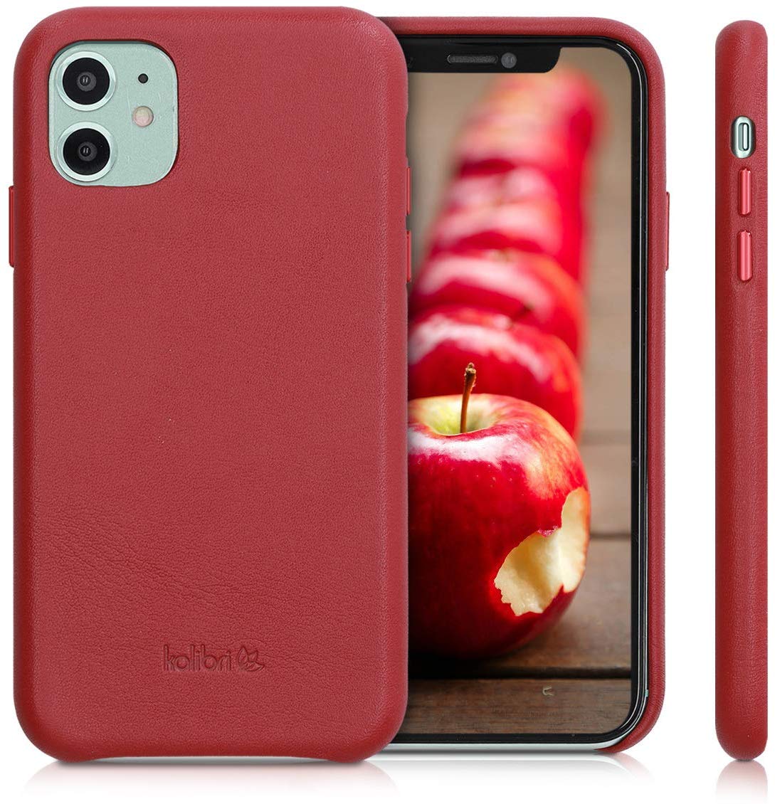 Kalibri iPhone 11 Σκληρή Θήκη με Επένδυση Γνήσιου Δέρματος - Red - 49737.09