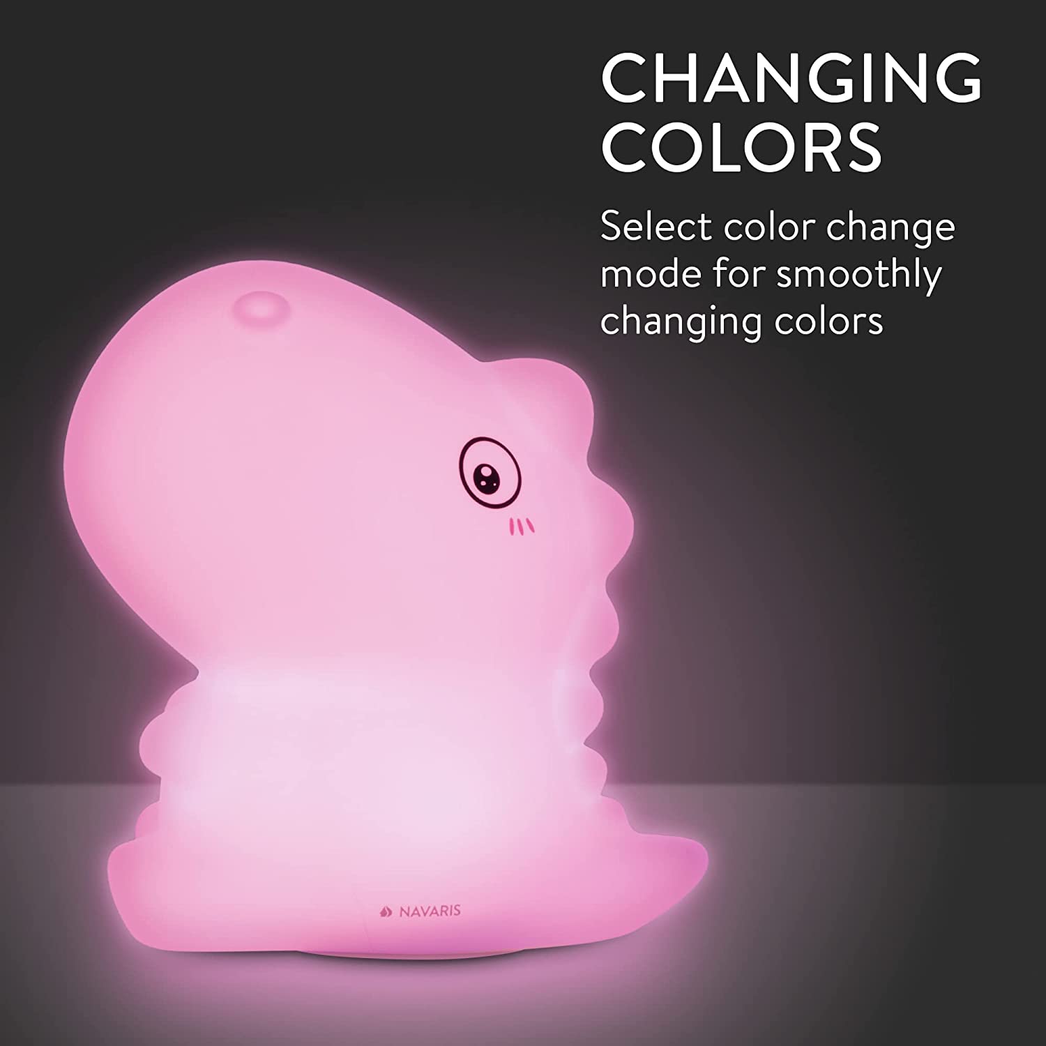 Navaris LED Night Light RGB - Παιδικό Νυχτερινό Φως με Αλλαγή Χρωμάτων - Design Sitting Dino - White - 55003.02.02