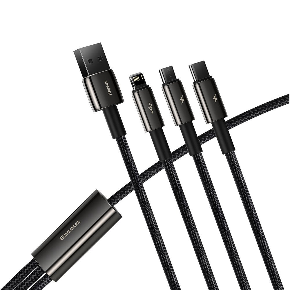 Baseus Tungsten Gold 3in1 Καλώδιο Φόρτισης 3.5A 1.5m - Micro USB / Lightning / Type-C - Black - CAMLTWJ-01