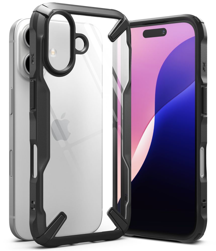 Ringke iPhone 16 Fusion X Σκληρή Θήκη με Πλαίσιο Σιλικόνης - Black - Διάφανη