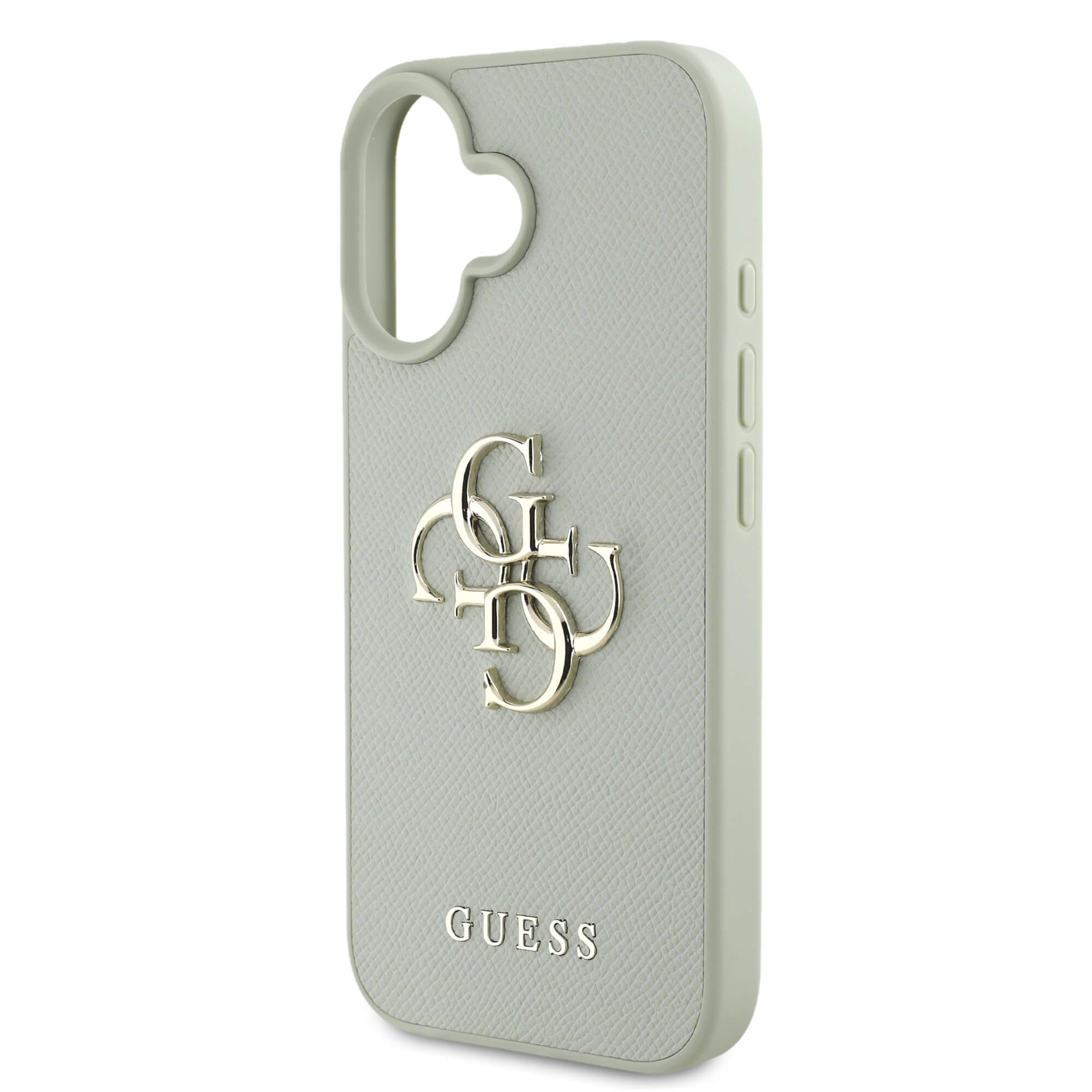 Guess iPhone 16 - Grained Big 4G Logo Small Classic Logo - Σκληρή Θήκη με Επένδυση από Οικολογικό Δέρμα - Green - GUHCP16SPGT4MBN