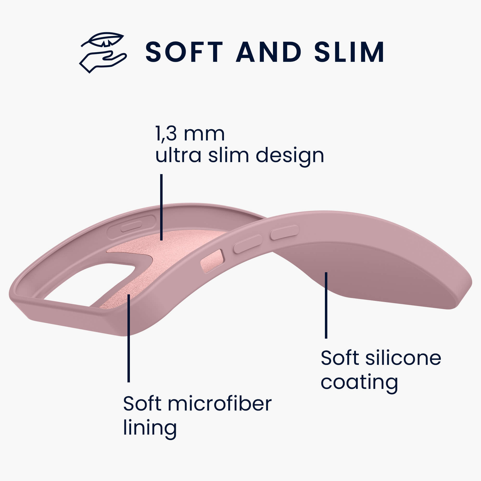 KW iPhone 13 Θήκη Σιλικόνης Rubberized TPU - Rose Tan - 55948.193