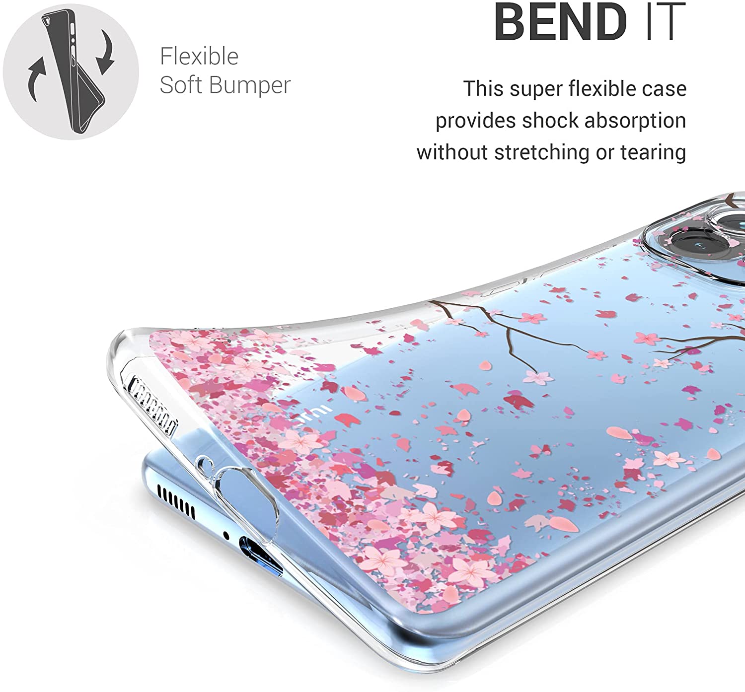 KW Xiaomi Mi 11 Θήκη Σιλικόνης TPU Design Cherry Blossoms - Light Pink / Dark Brown - Διάφανη - 54190.01