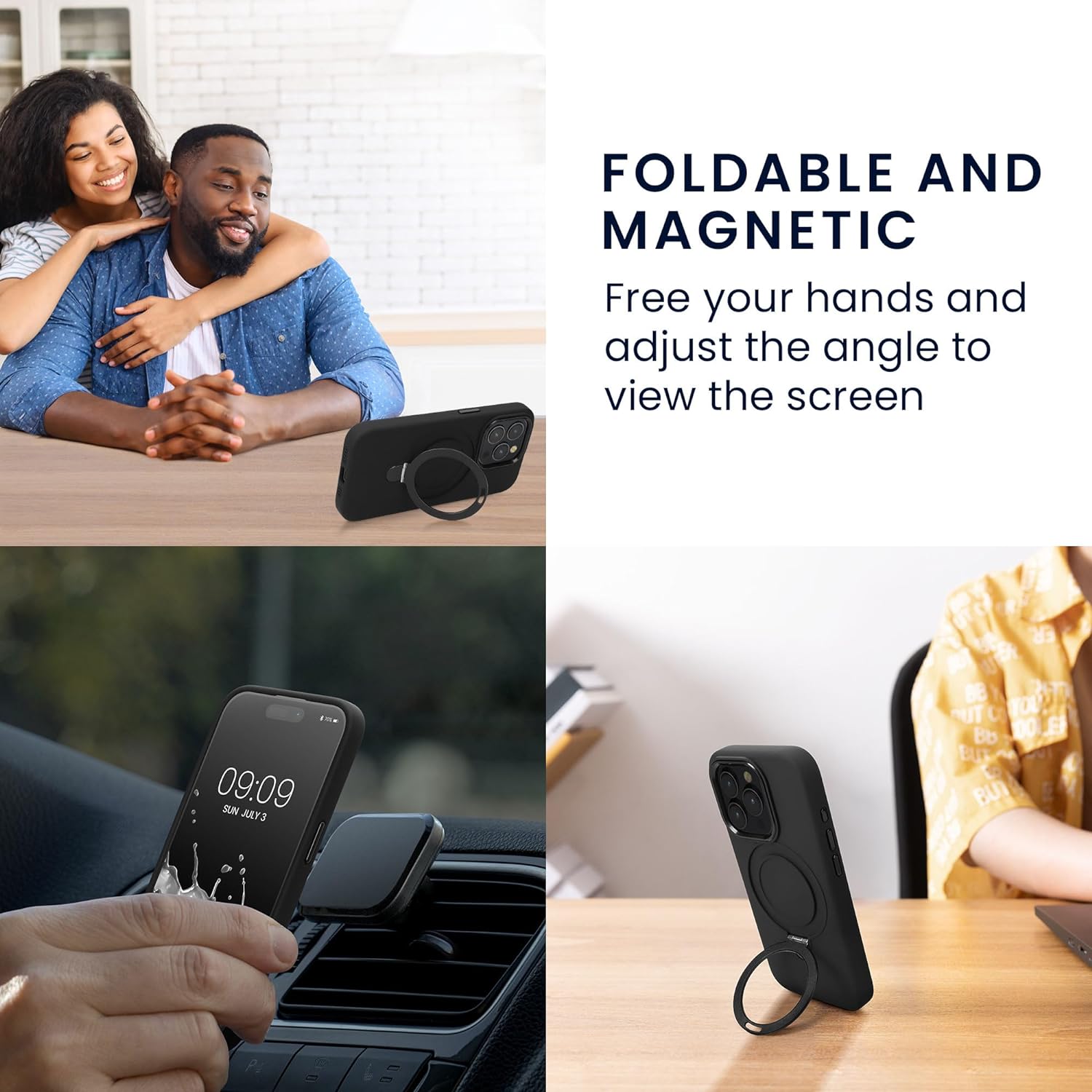 Kalibri iPhone 15 Pro Θήκη Σιλικόνης με MagSafe / Stand - Dark Blue