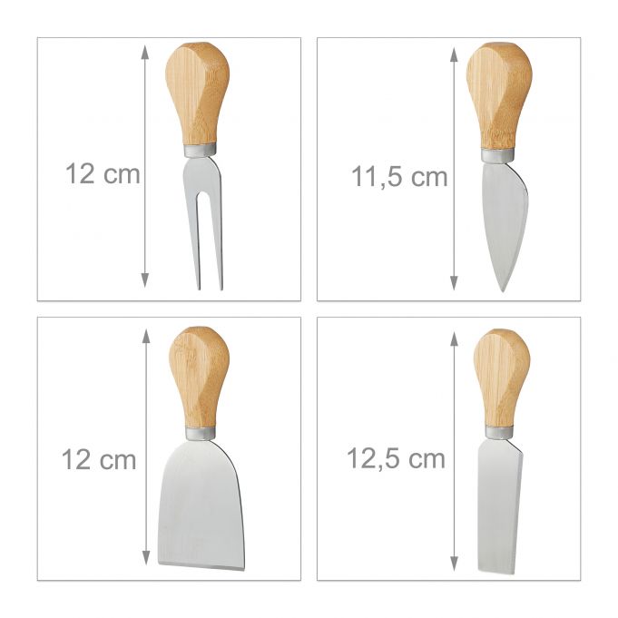 Relaxdays Δίσκος από Μπαμπού για Τυριά με Αξεσουάρ Κοπής - Natural - 4052025288266