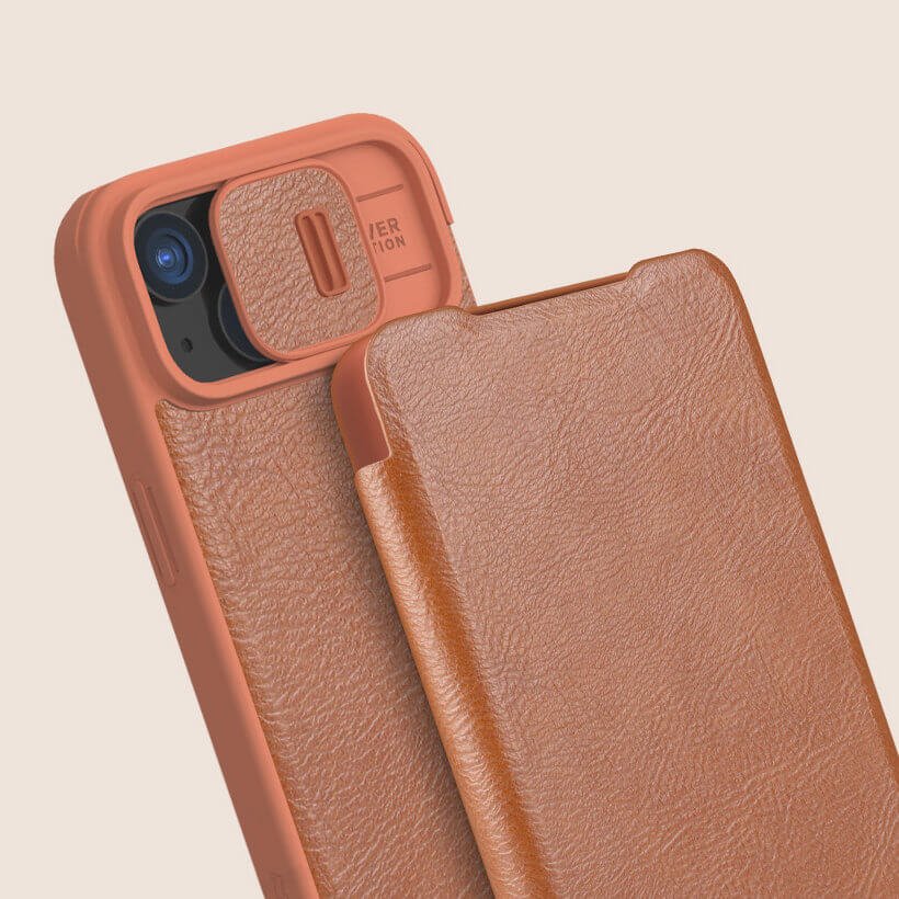 Nillkin iPhone 15 Plus Qin Pro Leather Θήκη Βιβλίο με Κάλυμμα για την Κάμερα - Brown