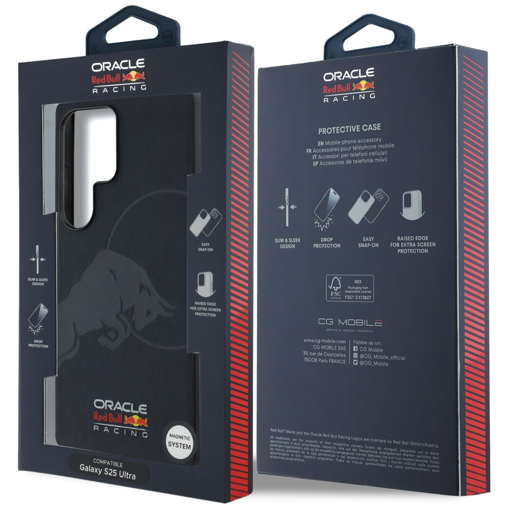 Red Bull Samsung Galaxy S25 Ultra - Leather Meshed Debossed Bull - MagSafe Σκληρή Θήκη με Επένδυση Συνθετικού Δέρματος και Πλαίσιο Σιλικόνης - Navy - RBHMS25L24PUBUFV