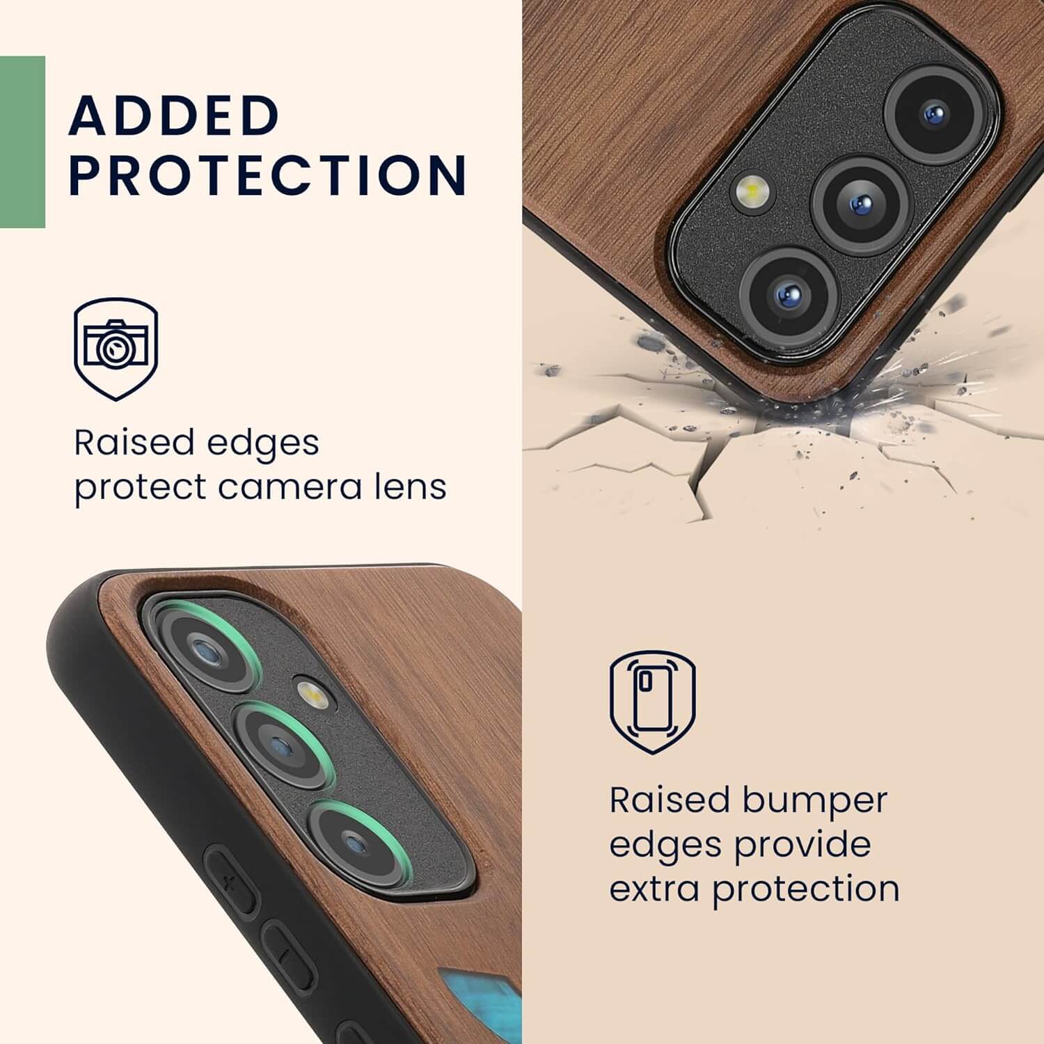 KW Samsung Galaxy A54 5G Θήκη από Φυσικό Ξύλο - Design Mother of Pearl Don't Touch my Phone - Dark Brown - 60799.08