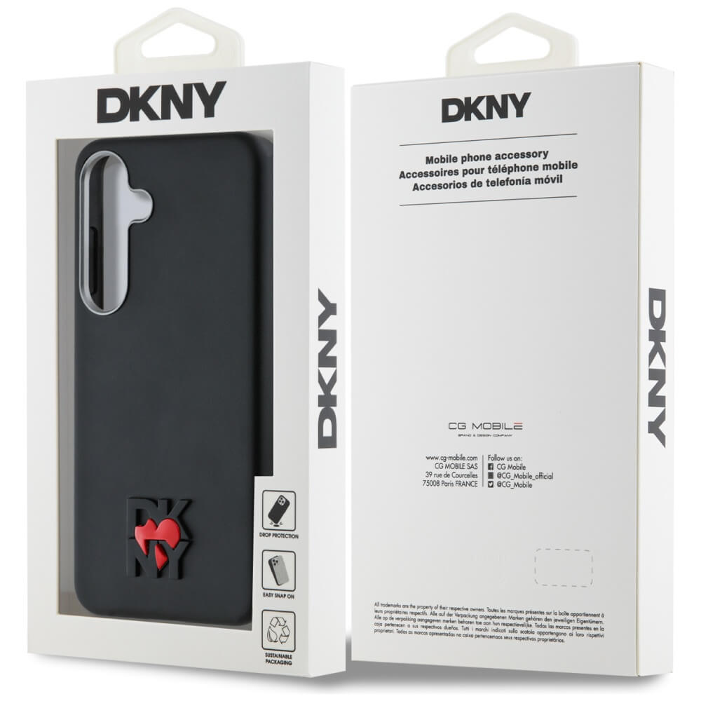 DKNY Samsung Galaxy S25 - Leather Heart of NY - MagSafe Σκληρή Θήκη με Επένδυση Συνθετικού Δέρματος - Black