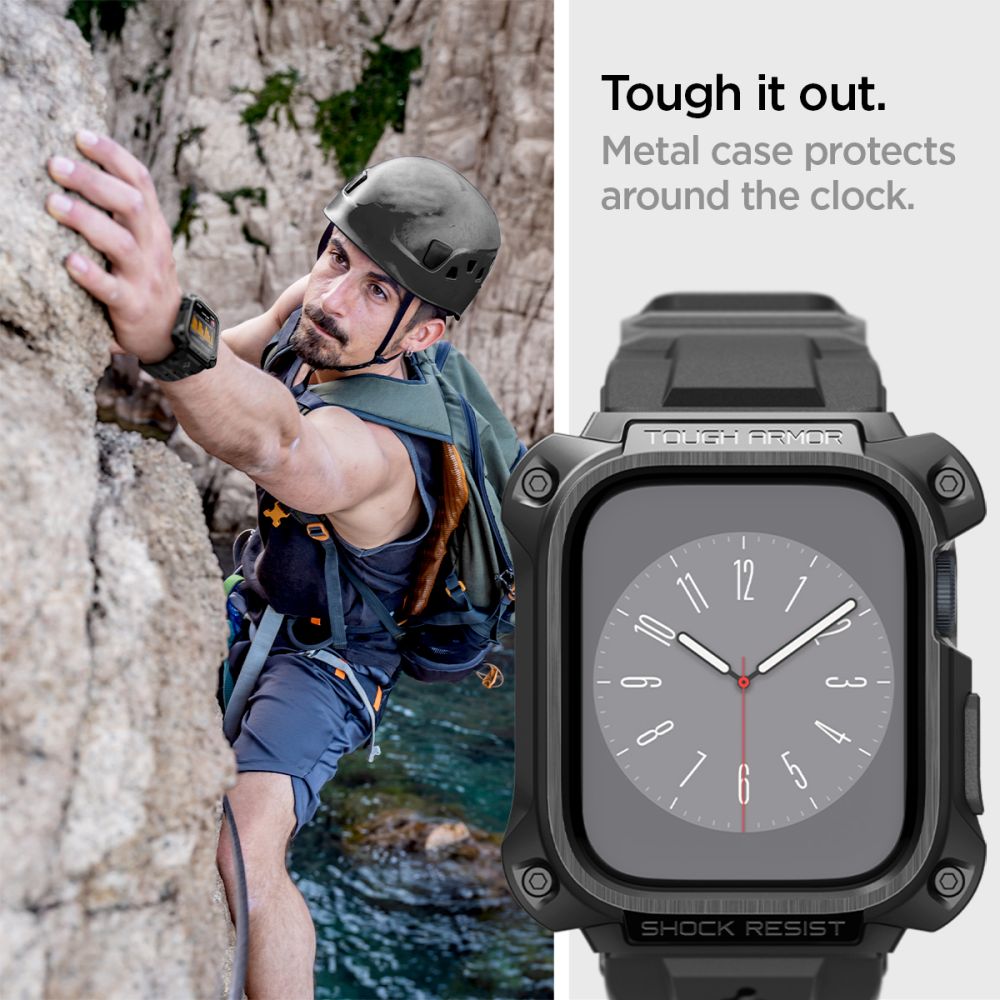 Spigen Λουράκι Apple Watch 7 / 8 45mm Tough Armor Pro με Θήκη Προστασίας - Metal Black