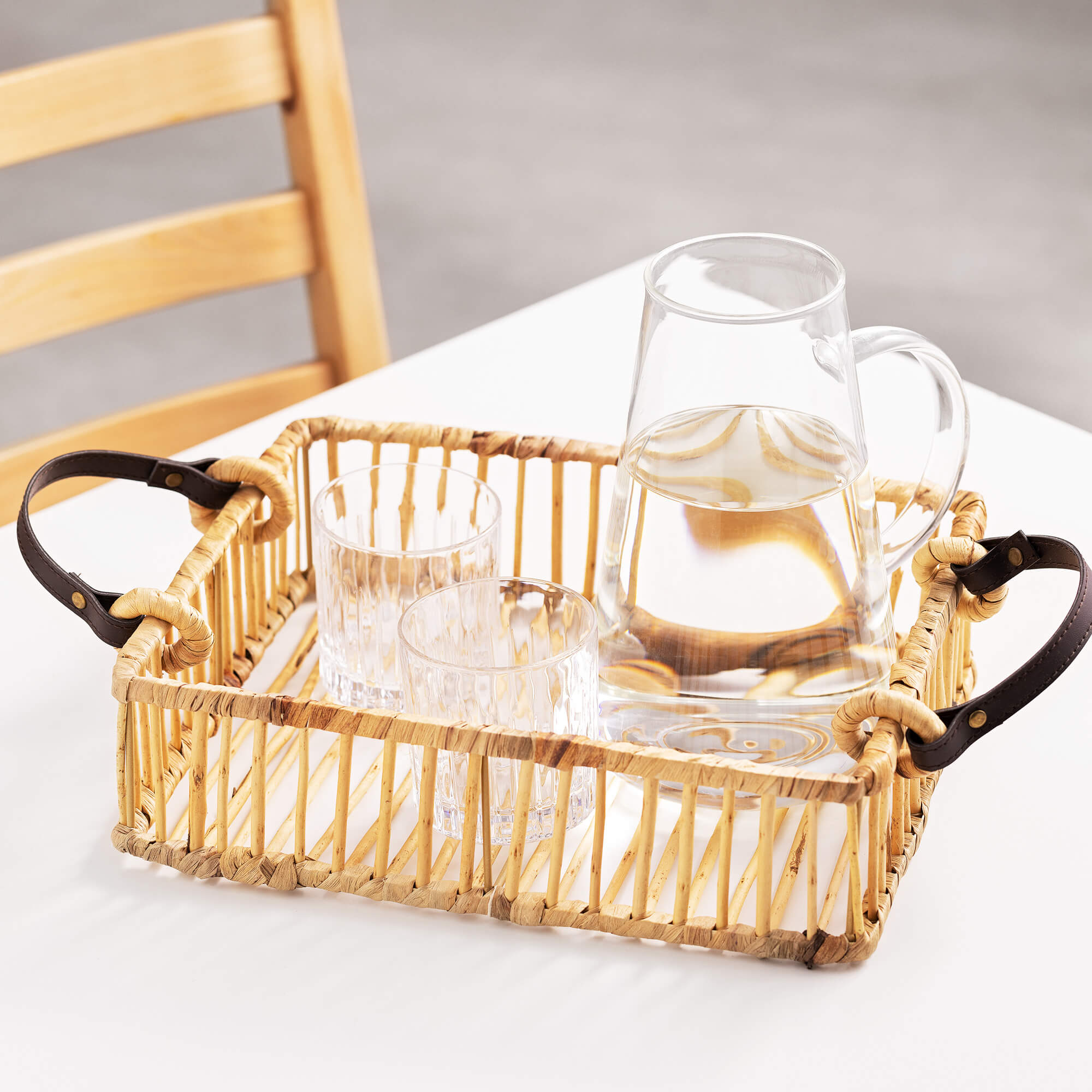 Navaris Σετ με 2 Δίσκους από Ξύλο Ιτιάς με Δερμάτινο Χερούλι - 56045.01