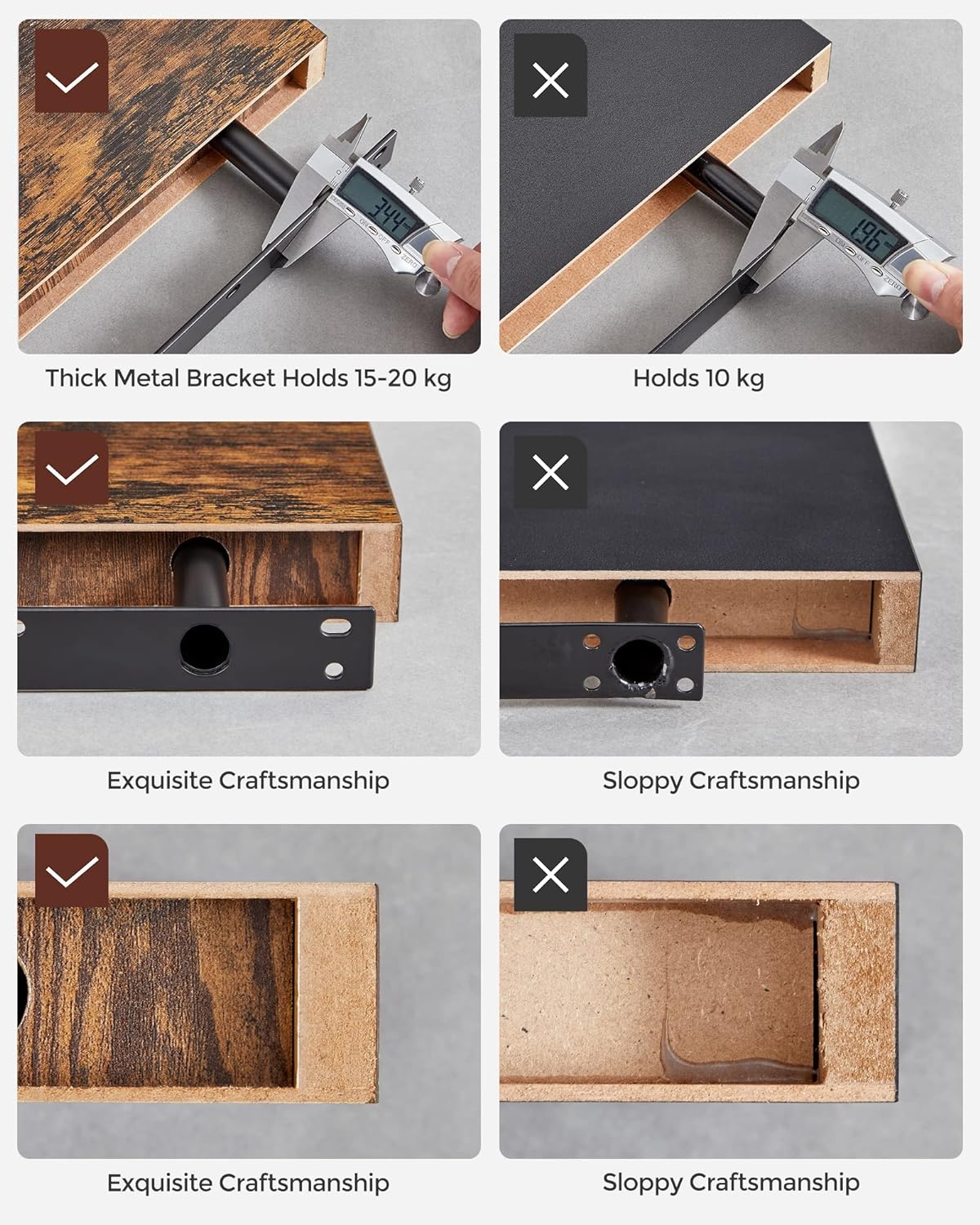 Vasagle Επιτοίχιο Ράφι - 80 x 20 x 3.8 cm - Rustic Brown - LWS28BX