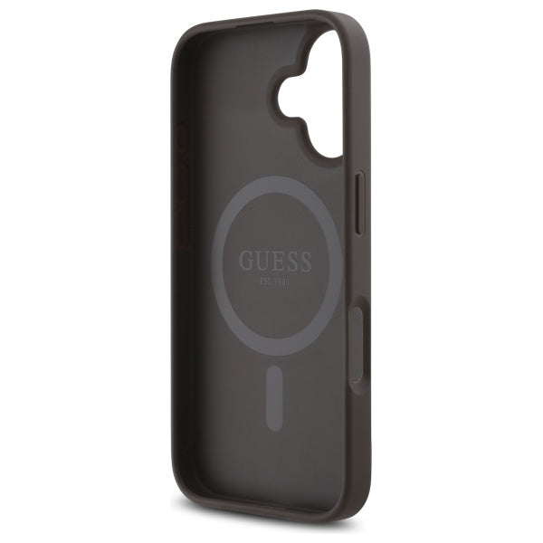Guess iPhone 16 - 4G Small Classic - MagSafe Θήκη με Επένδυση Συνθετικού Δέρματος - Brown - GUHMP16SP4SM4MW