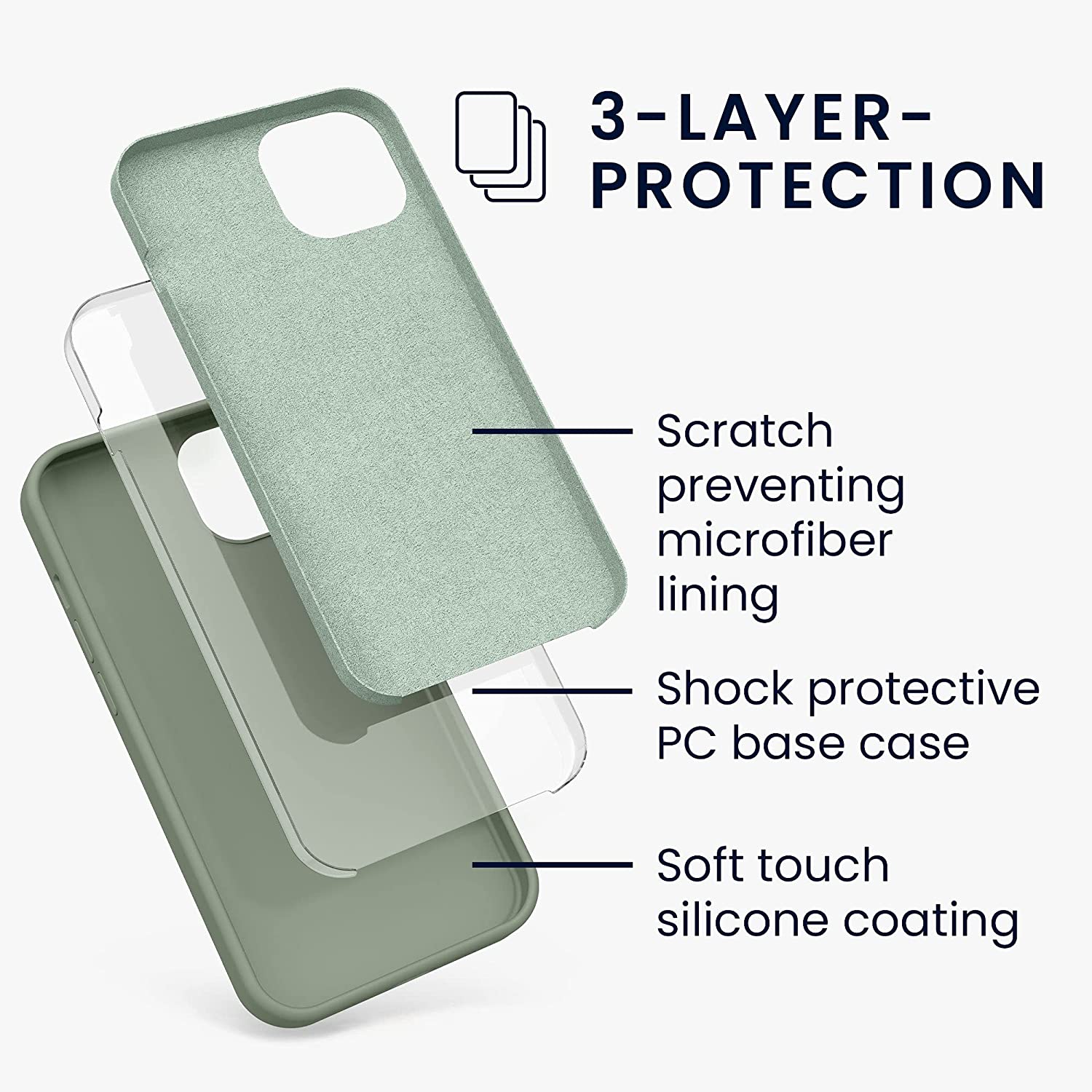 KW iPhone 13 Θήκη Σιλικόνης Rubberized TPU - Gray / Green - 55878.172