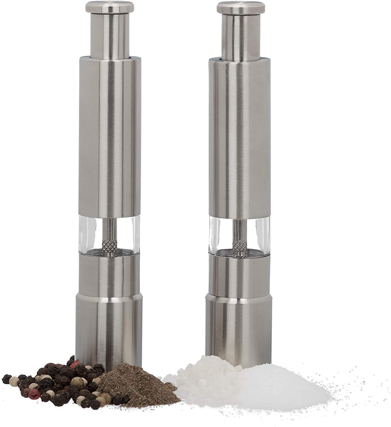 Relaxdays Σετ 2 Μύλοι για Αλάτι και Πιπέρι από Ανοξείδωτο Ατσάλι - Silver - 4052025233037