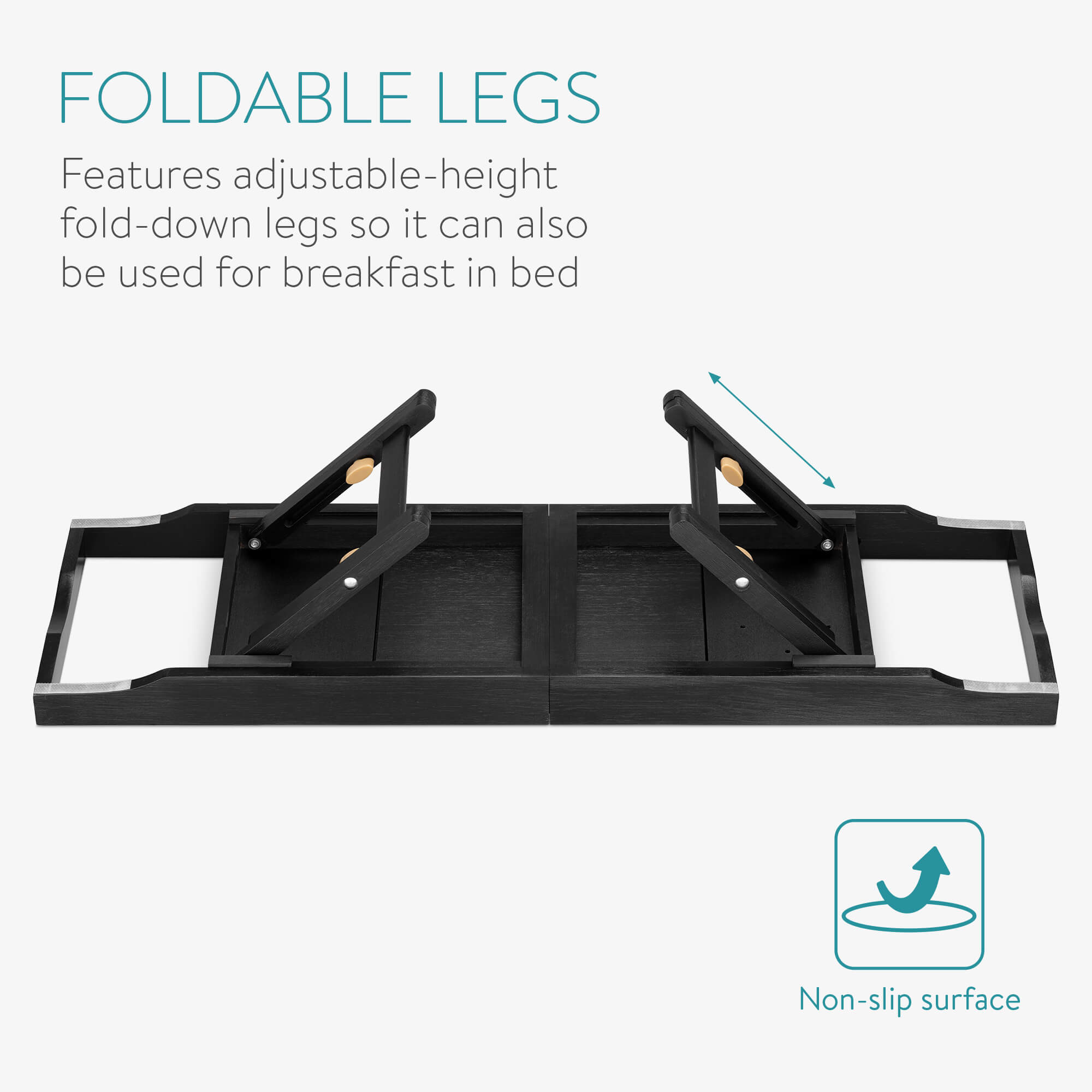 Navaris Αναδιπλούμενη Ξύλινη Βάση για τη Μπανιέρα - Black - 47685.05