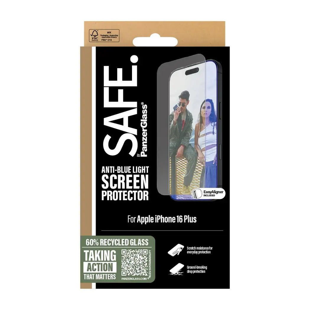 Safe by PanzerGlass iPhone 16 Pro Ultra - Wide Fit Anti - Blue Light Screen Protector Αντιχαρακτικό Γυαλί Οθόνης - Διάφανο - SAFE95880