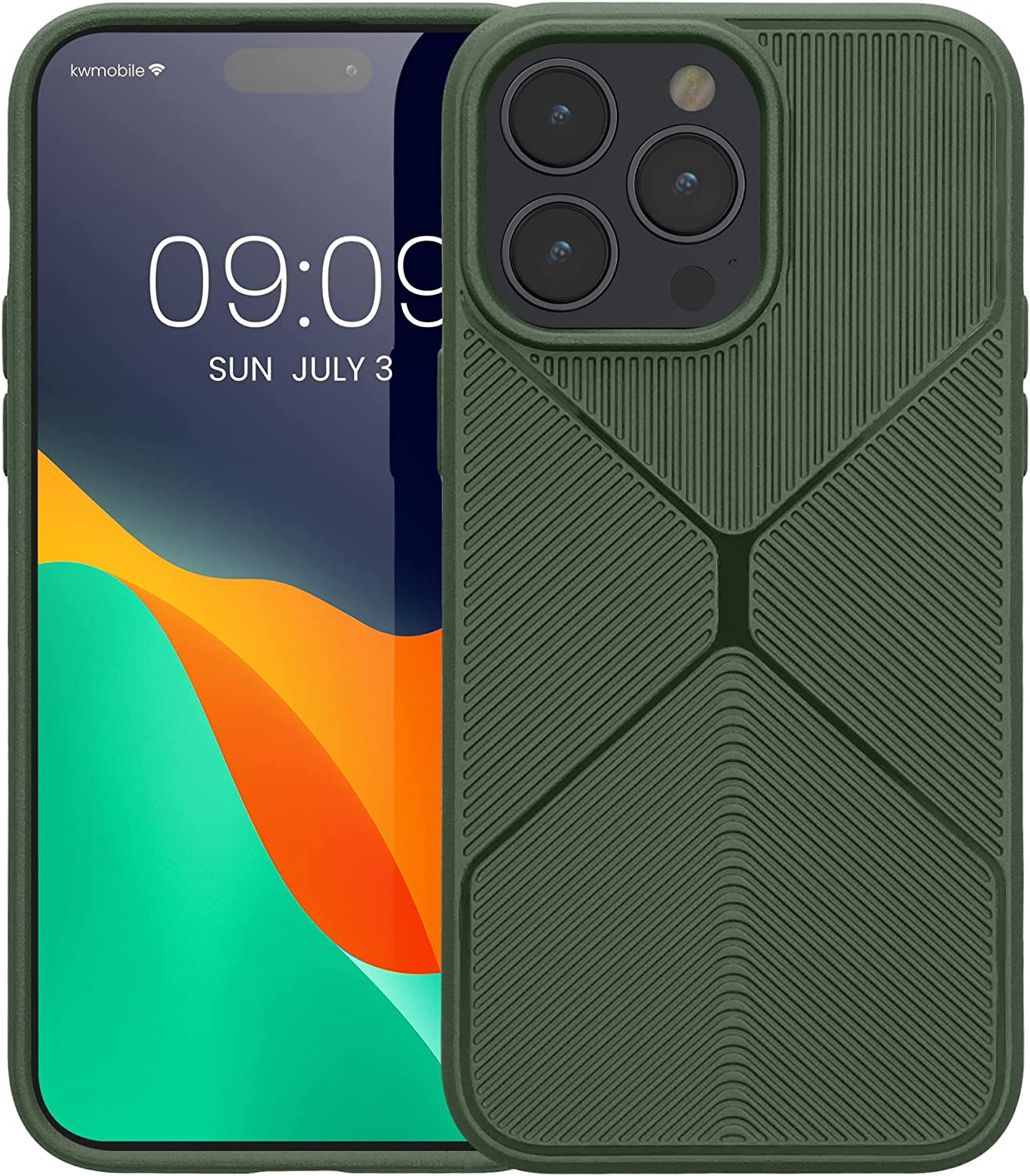 KW iPhone 14 Pro Max Θήκη Σιλικόνης TPU - Design Geometric - Dark Green - 60412.80