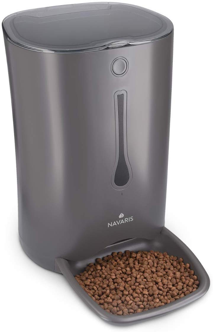 Navaris Automatic Pet Food Dispenser - Αυτόματη Ταΐστρα Φαγητού με Χρονοδιακόπτη για Κατοικίδιο - 6L - Black - 44769.03