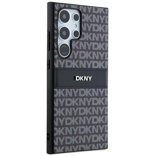 DKNY Samsung Galaxy S24 Ultra - Mono Stripe and Metal Logo Σκληρή Θήκη με Επένδυση Συνθετικού Δέρματος - Black
