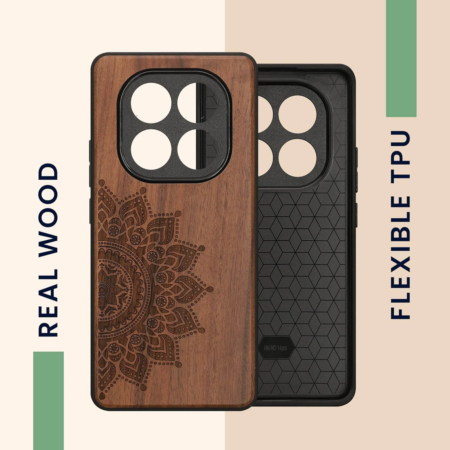 KW Xiaomi Redmi Note 14 Pro 5G / Poco X7 Θήκη από Φυσικό Ξύλο - Design Rising Sun - Dark Brown