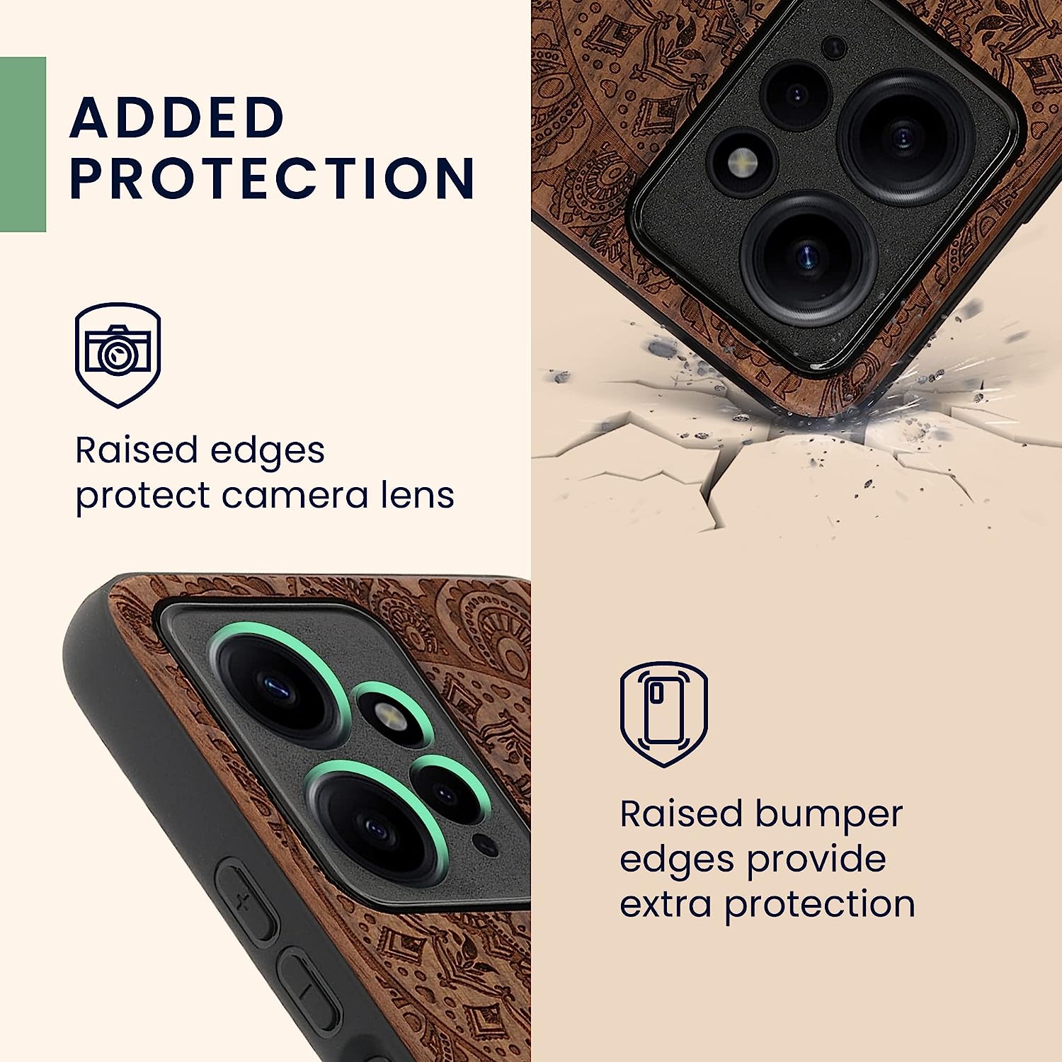 KW Xiaomi Redmi Note 12 4G Θήκη από Φυσικό Ξύλο - Design Indian Sun - Dark Brown - 61179.03