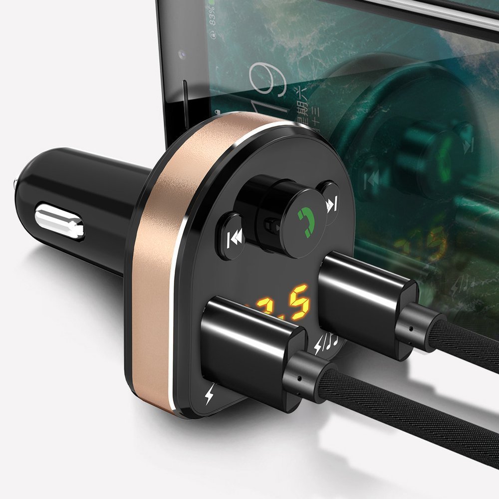 Dudao R2Pro FM Transmitter για Αναπαραγωγή Μουσικής / Κλήσεις / Φόρτιση Κινητών στο Αυτοκίνητο - Black