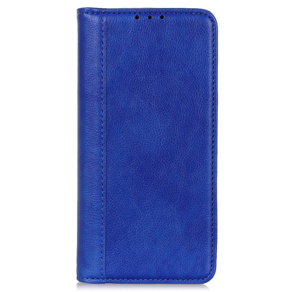 Erbord iPhone 13 Pro Litchi Leather Θήκη Βιβλίο από Γνήσιο Δέρμα - Blue