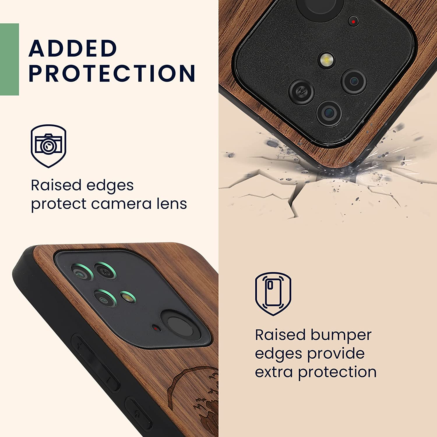 KW Xiaomi Redmi 10C Θήκη από Φυσικό Ξύλο - Design The Great Wave - Dark Brown - 59468.04