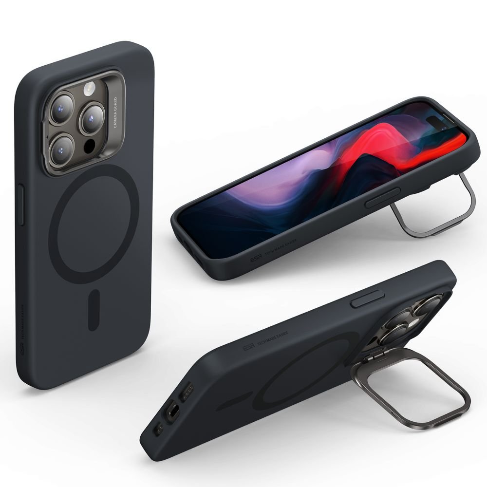 ESR iPhone 15 Pro Cloud Kickstand Halolock MagSafe Σκληρή Θήκη με Πλαίσιο Σιλικόνης και Stand - Black