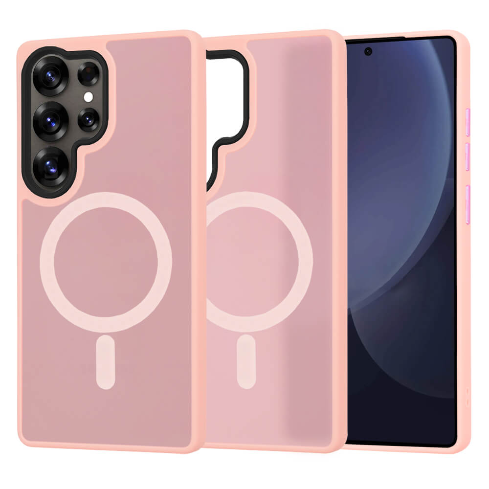 Techsuit Samsung Galaxy S25 Ultra - HaloFrost MagSafe Series - Σκληρή Θήκη με Πλαίσιο Σιλικόνης - Pink