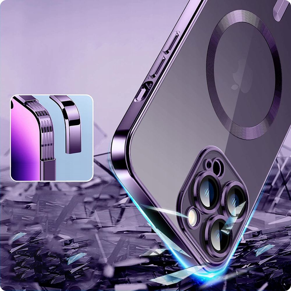 Tech-Protect iPhone 14 Pro Max Magshine Θήκη Σιλικόνης TPU με Magsafe - Διάφανη / Purple