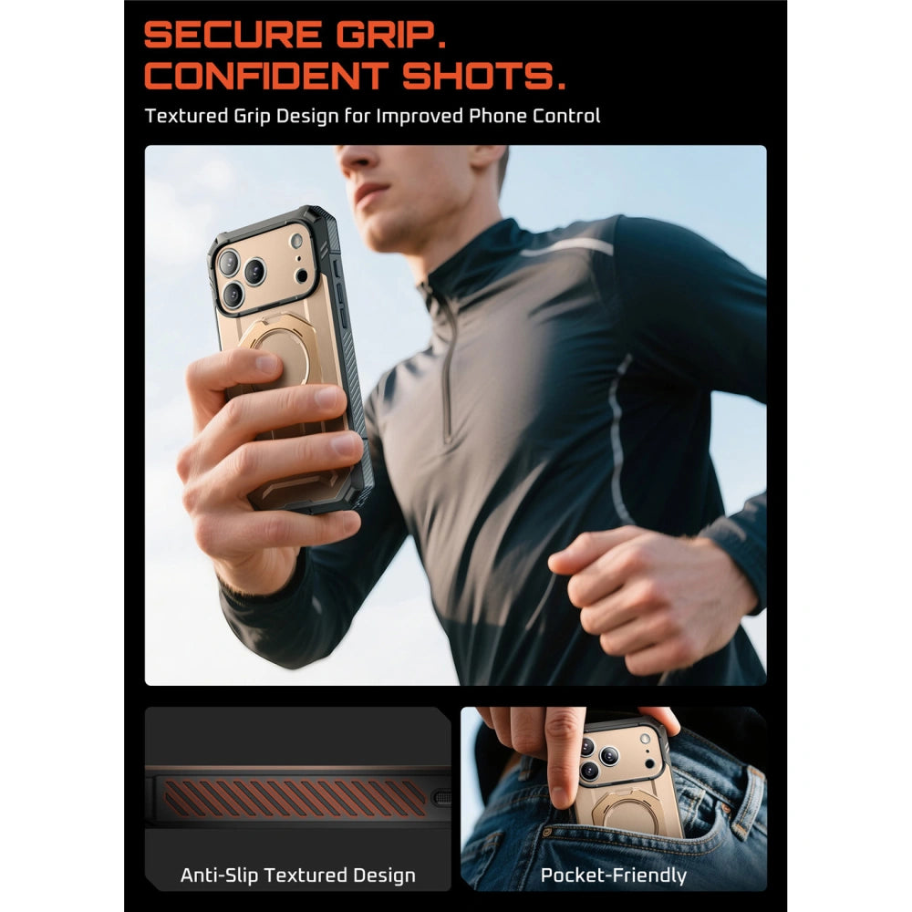 Supcase iPhone 17 Pro - UB Grip Pro Mag - Σκληρή Θήκη με Προστασία Οθόνης και MagSafe / Stand - Desert Gold