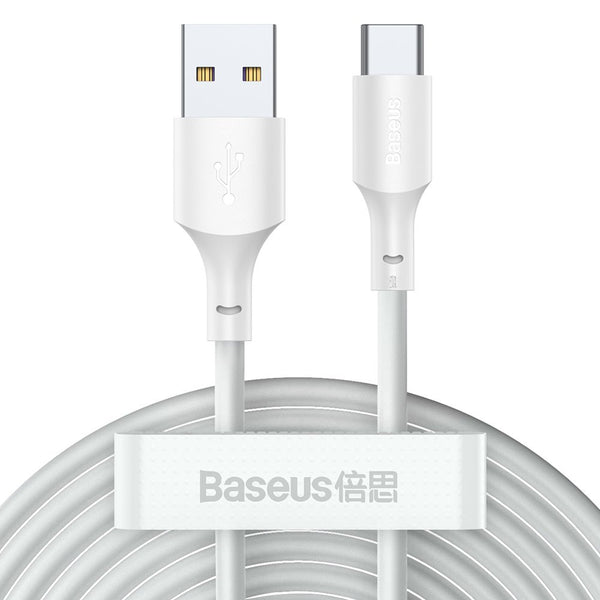 Baseus Simple Wisdom Cable Type-C 5A 40W - Καλώδιο Γρήγορης Φόρτισης Type-C 1,5M - 2 Τεμάχια - White - TZCATZJ-02