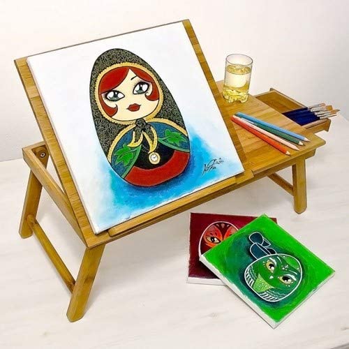 Relaxdays Τραπεζάκι Κρεβατιού για Φορητό Υπολογιστή με Πτυσσόμενη Βάση - Natural - 4052025167349