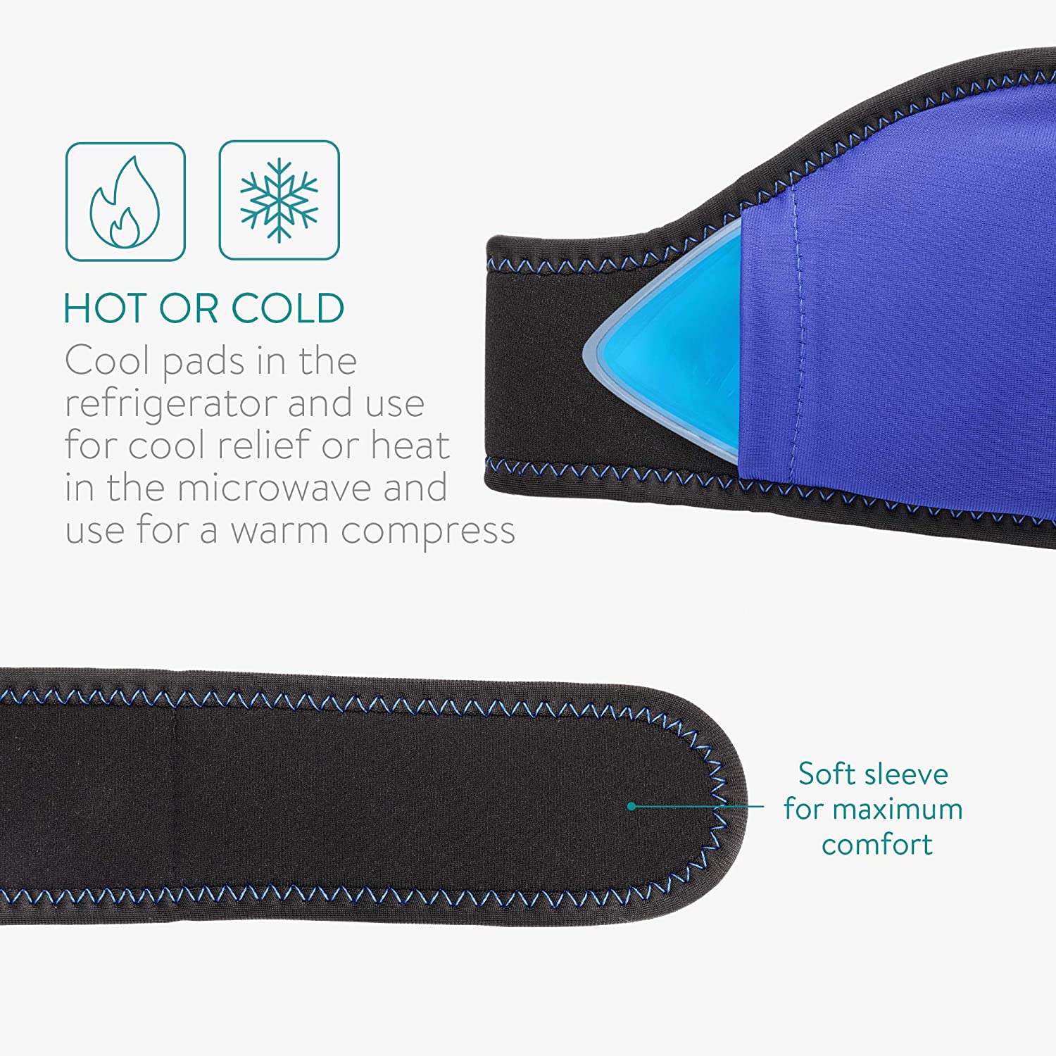 Navaris Κομπρέσα Gel Με 2 Χρήσεις - Θερμοφόρα ή Παγοκύστη - Ενάντια Στις Ημικρανίες ή Τον Πονόδοντο - 52358.01