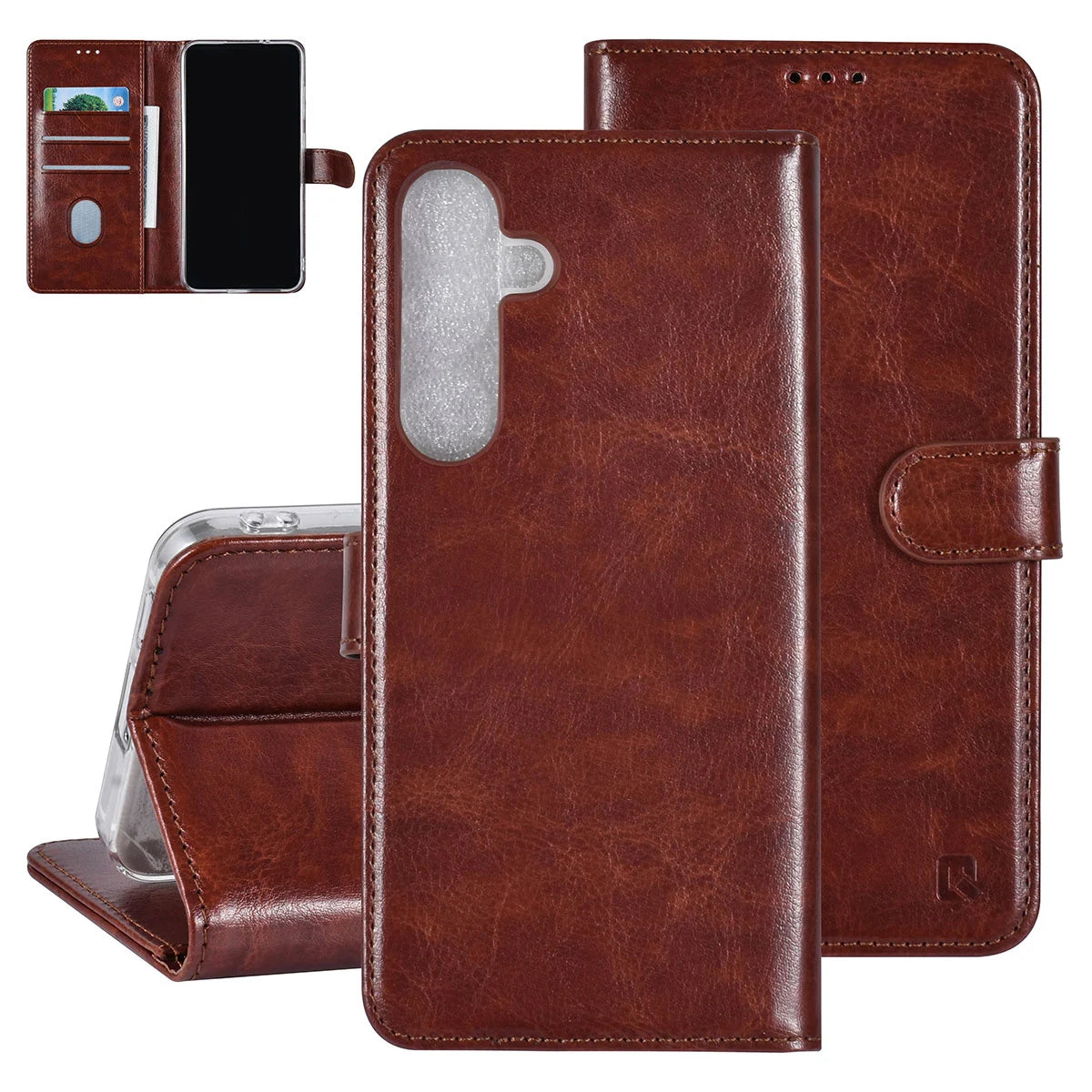 Tuniq Samsung Galaxy S24 Plus - Θήκη Πορτοφόλι Stand από Δερματίνη - Brown