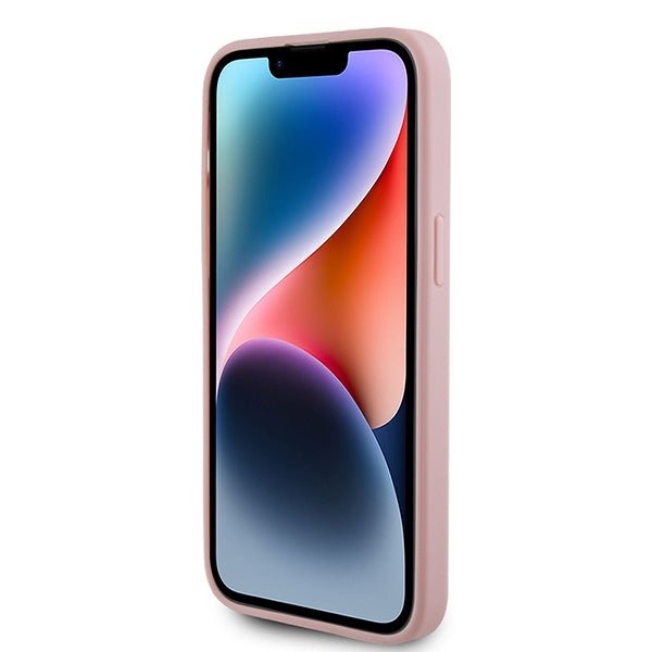 Guess iPhone 15 Pro Max Glitter Script Big 4G Σκληρή Θήκη με Πλαίσιο Σιλικόνης - Pink - GUHCP15XHG4SGP