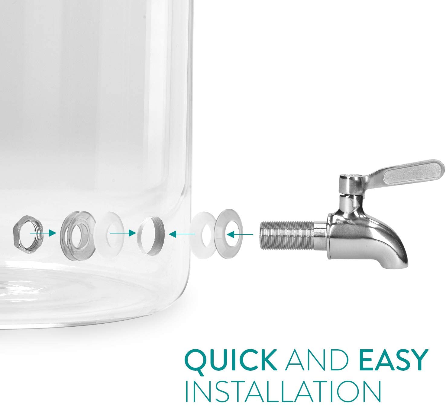 Navaris Glass Beverage Drink Dispenser Γυάλινος Διανεμητής Ποτού με Ξύλινη Βάση - 7L - Clear - 46785.03