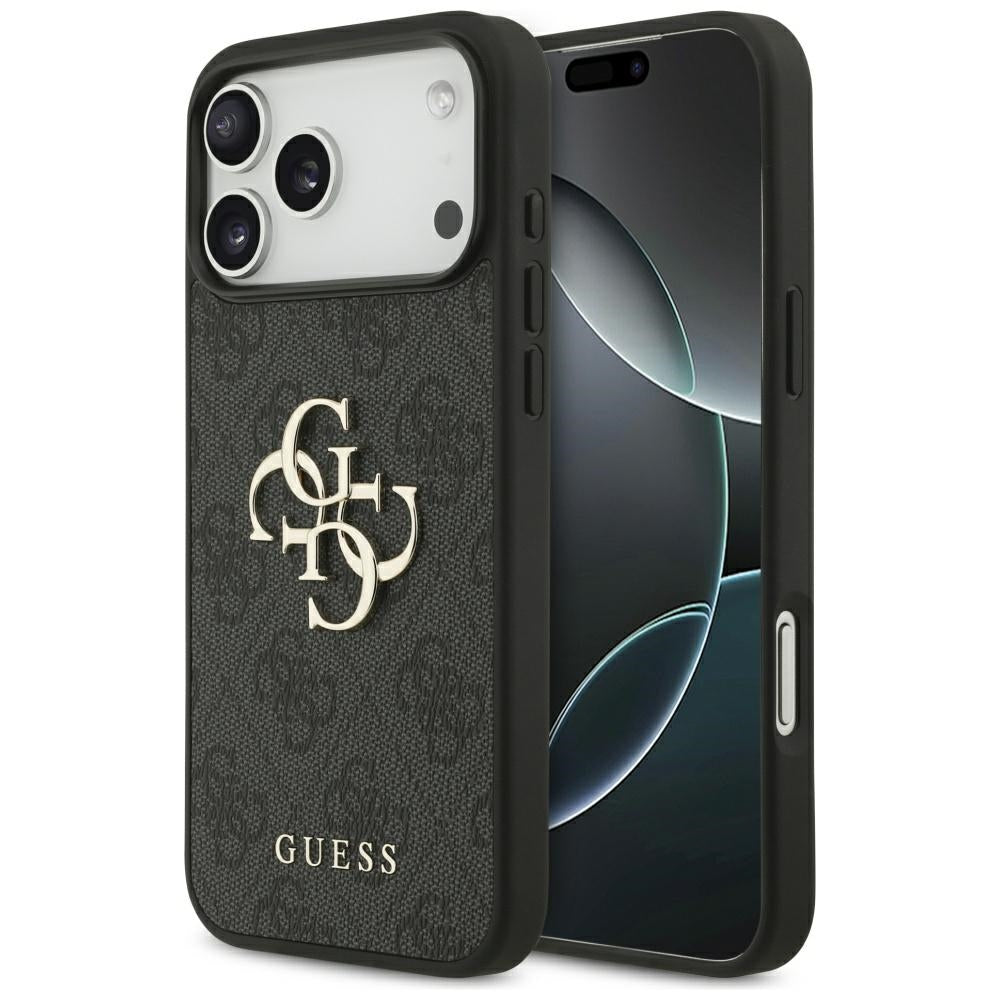 Guess iPhone 17 Pro Max - 4G Big Logo - Σκληρή Θήκη με Πλαίσιο Σιλικόνης και Επένδυση Συνθετικού Δέρματος - Black - GUHCP17X4GMGGR