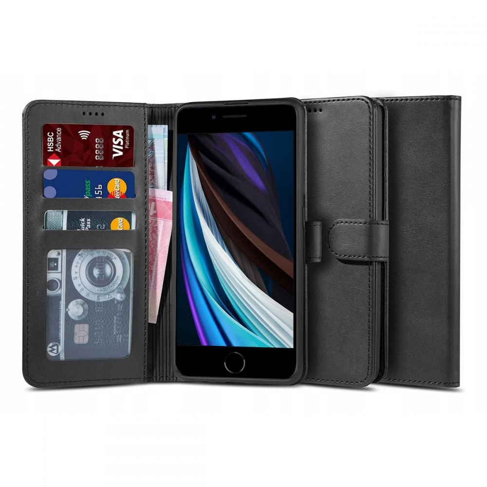 Tech - Protect iPhone SE 2022 / SE 2020 / 7 / 8 Wallet 2 - Θήκη Πορτοφόλι Stand από Δερματίνη - Black