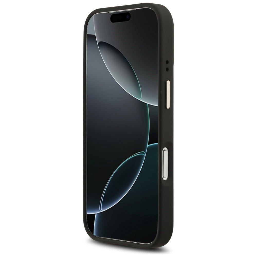 Guess iPhone 17 Pro - 4G PU Classic Logo MagSafe - Σκληρή Θήκη με Πλαίσιο Σιλικόνης και Επένδυση Οικολογικού Δέρματος - Black - GUHMP17LP4MSEGCK